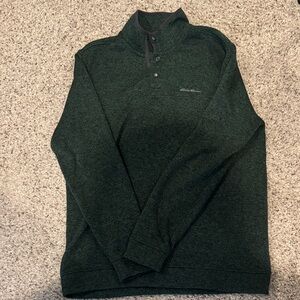 Eddie Bauer Men's Dark Green Zip-Up Sweater